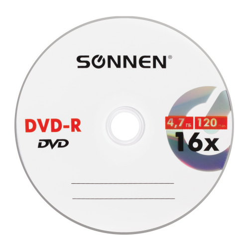 Диск DVD-R SONNEN, 4,7 Gb, 16x, бумажный конверт фото 2
