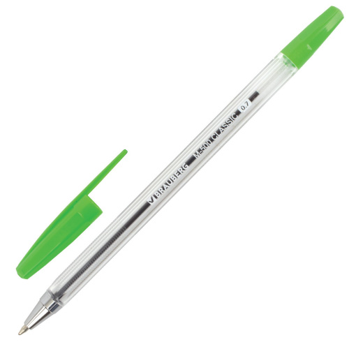 Ручка шариковая BRAUBERG "M-500 CLASSIC", корпус прозрачный, линия письма 0,35 мм, зеленая