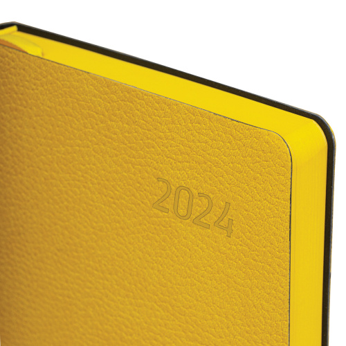 Ежедневник датированный 2024 А5 138x213 мм BRAUBERG "Stylish", под кожу, желтый, 114894 фото 3