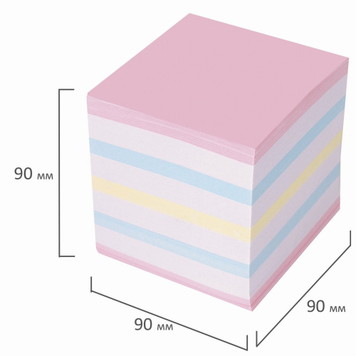 Блок для записей STAFF, проклеенный, куб 9х9х9 см, цветной, чередование с белым фото 4