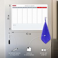 Планинг на холодильник магнитный BRAUBERG, 42х30 см, с маркером и салфеткой, на месяц